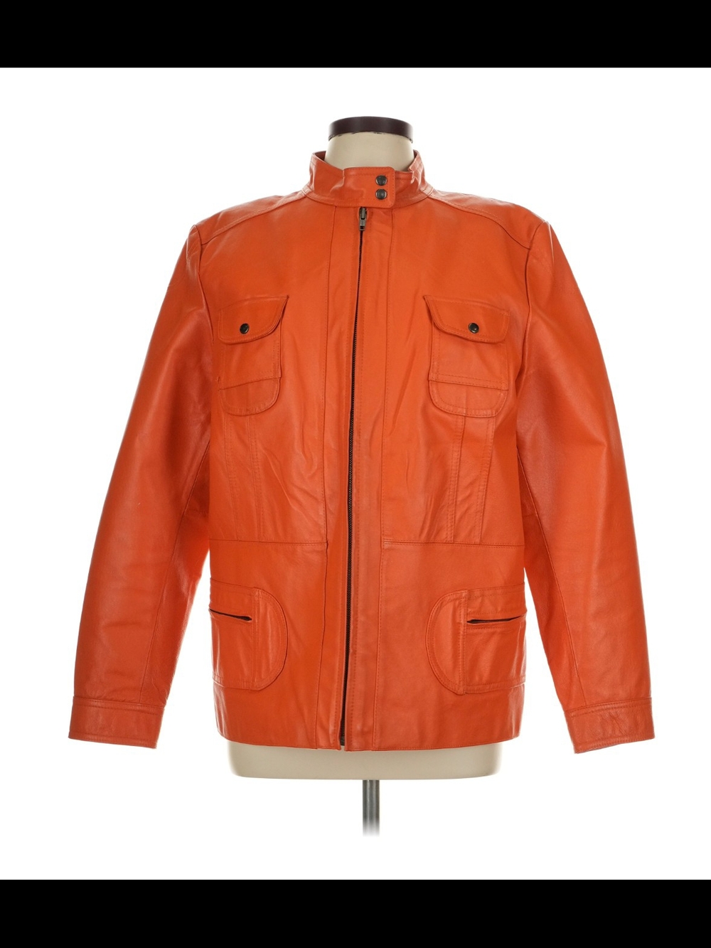 Prague Contemporary Orange Genuine Leather Jacket XL